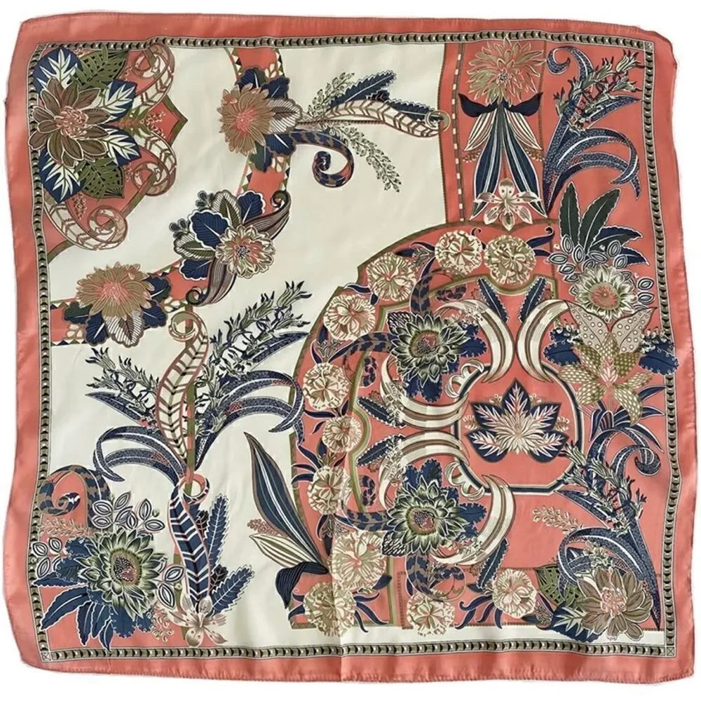 Coral Floral Silky Scarf